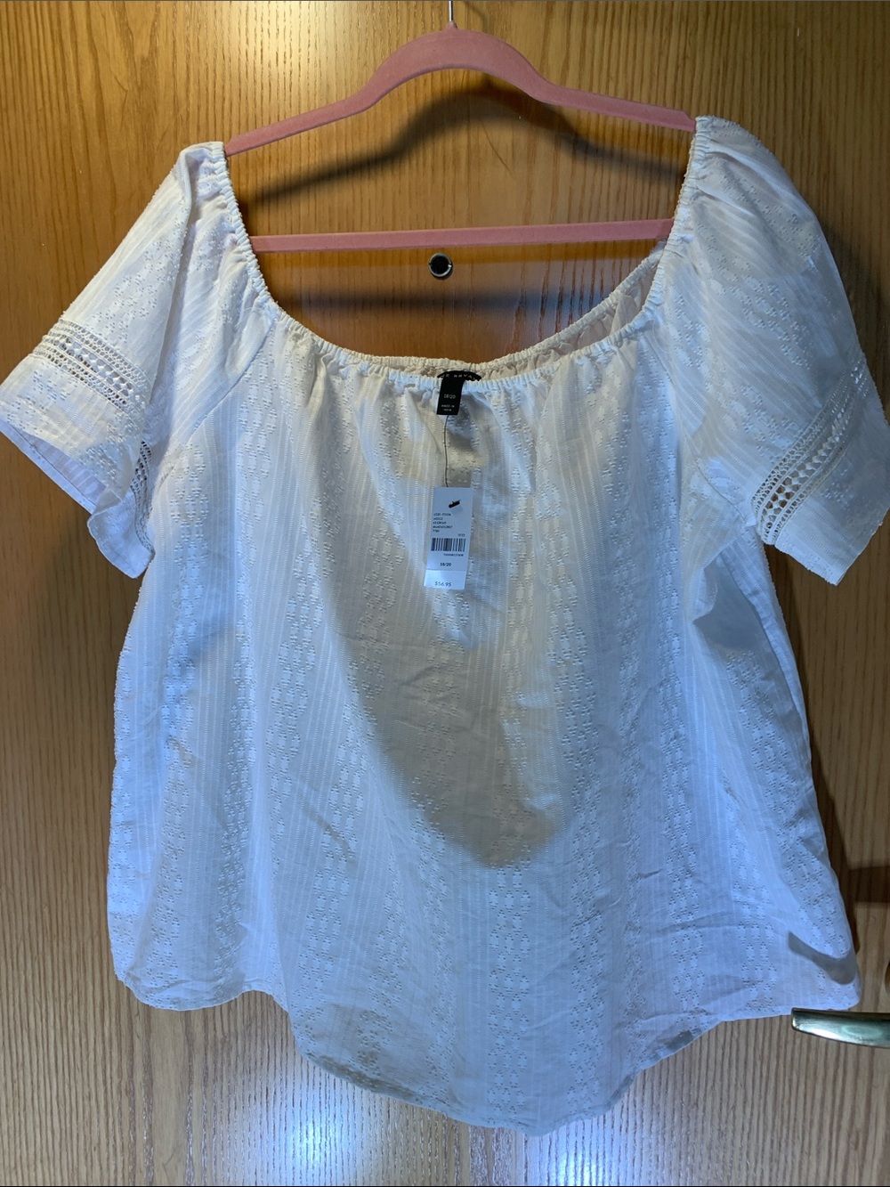 Lane Bryant White Off-Shoulder Eyelet Peasant Top- Size 18/20